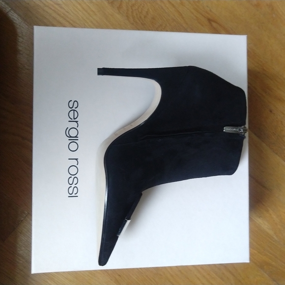*SOLD* Sergio Rossi SR1 Black Suede Ankle Boots 110mm - Picture 4 of 9